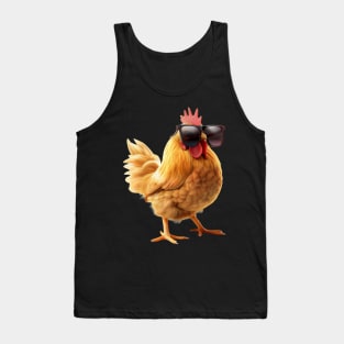 Funny chicken rooster wearing sunglasses Tank Top